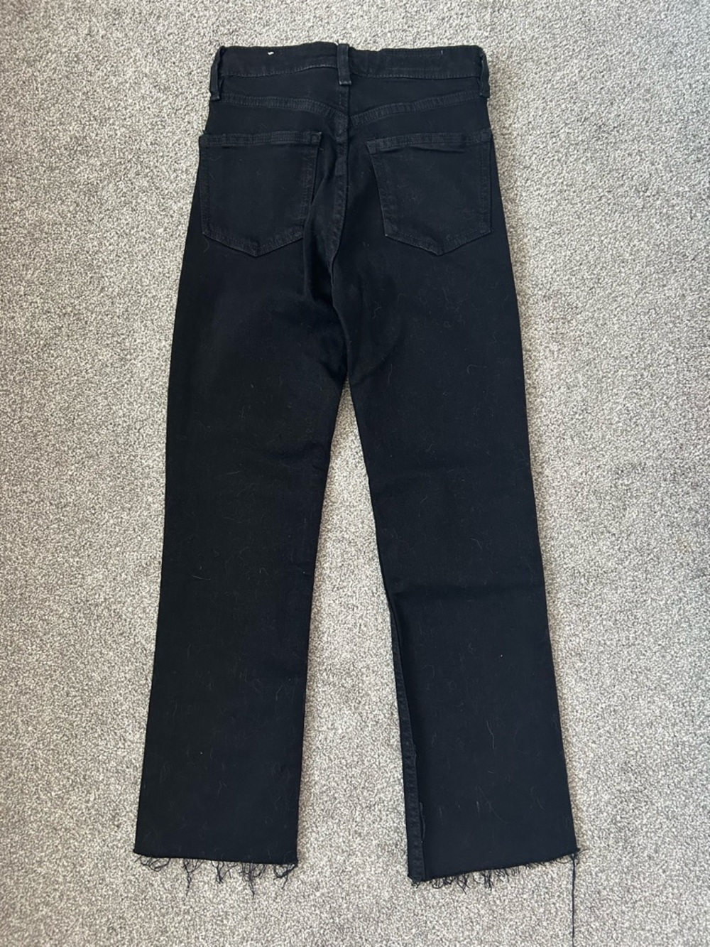 ZARA Black High-Rise Straight Jeans with Raw Hem, Size 2 - Picture 4 of 4
